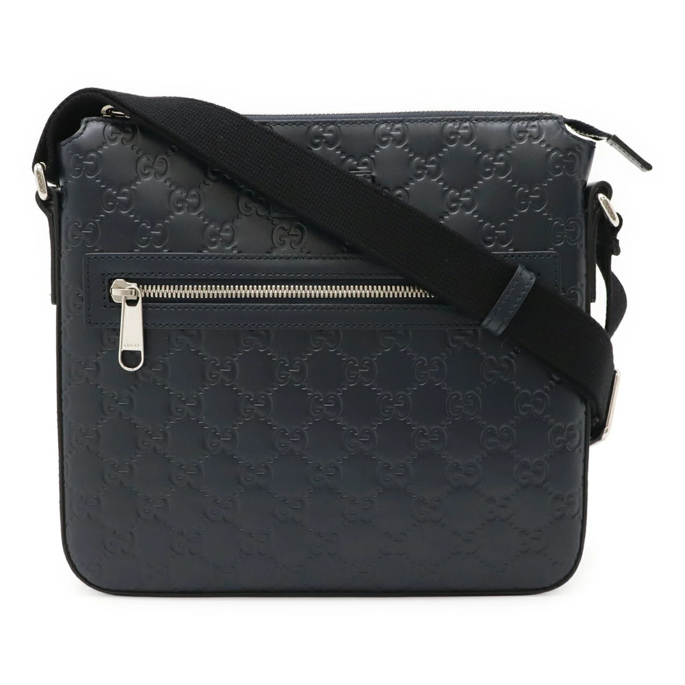 Gucci Guccissima Messenger Bag Crossbody Leather Navy Blue